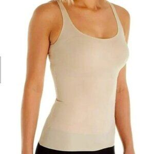 56$ TC Fine Intimates Shapewear No-Side Show Firm Control Bodysuit Size M Beige